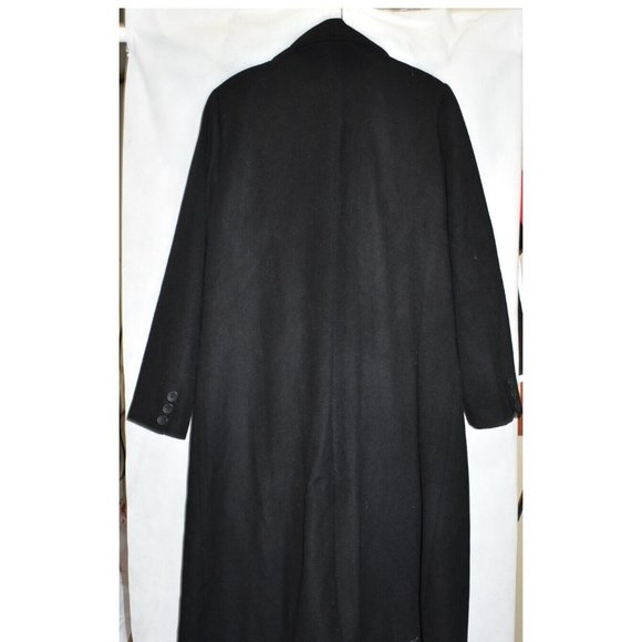$500 KRISTEN BLAKE Double Breasted wool blend Maxi Long Coat BLACK - Picture 7 of 7